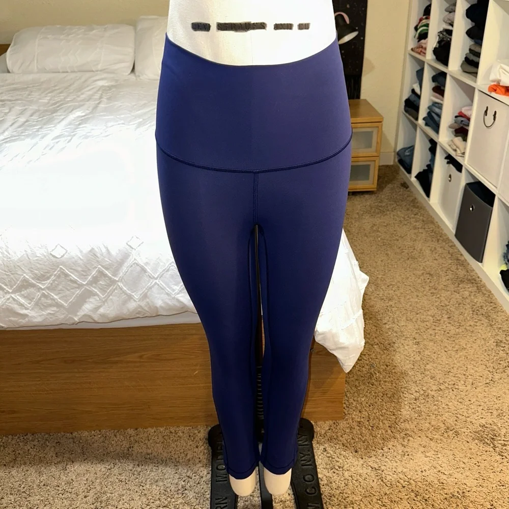 lululemon | Minimalist Crop Hero Blue High Rise Mesh Criss Cross Leggings 6
